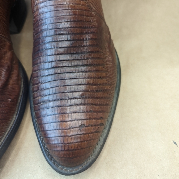 Tony Lama boots men's size 9.5EE. Exotic Genuine Brown Teju Lizard leather class - Picture 5 of 12